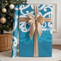 Azure Blue Maori Wrapping Paper Koru Kowhaiwhai LT7 - Polynesian Pride