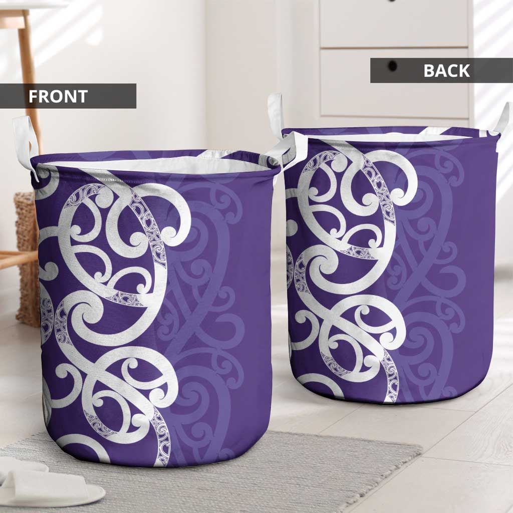 Violet Green Maori Laundry Basket Koru Kowhaiwhai LT7 - Polynesian Pride