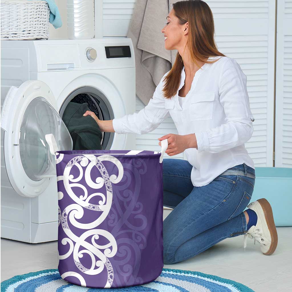 Violet Green Maori Laundry Basket Koru Kowhaiwhai LT7 - Polynesian Pride