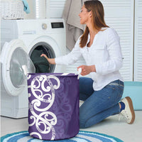 Violet Green Maori Laundry Basket Koru Kowhaiwhai LT7 - Polynesian Pride