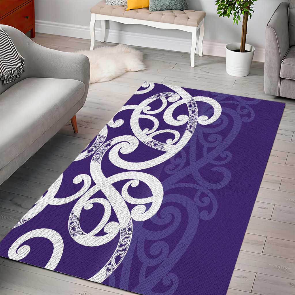 Violet Green Maori Area Rug Koru Kowhaiwhai - Polynesian Pride