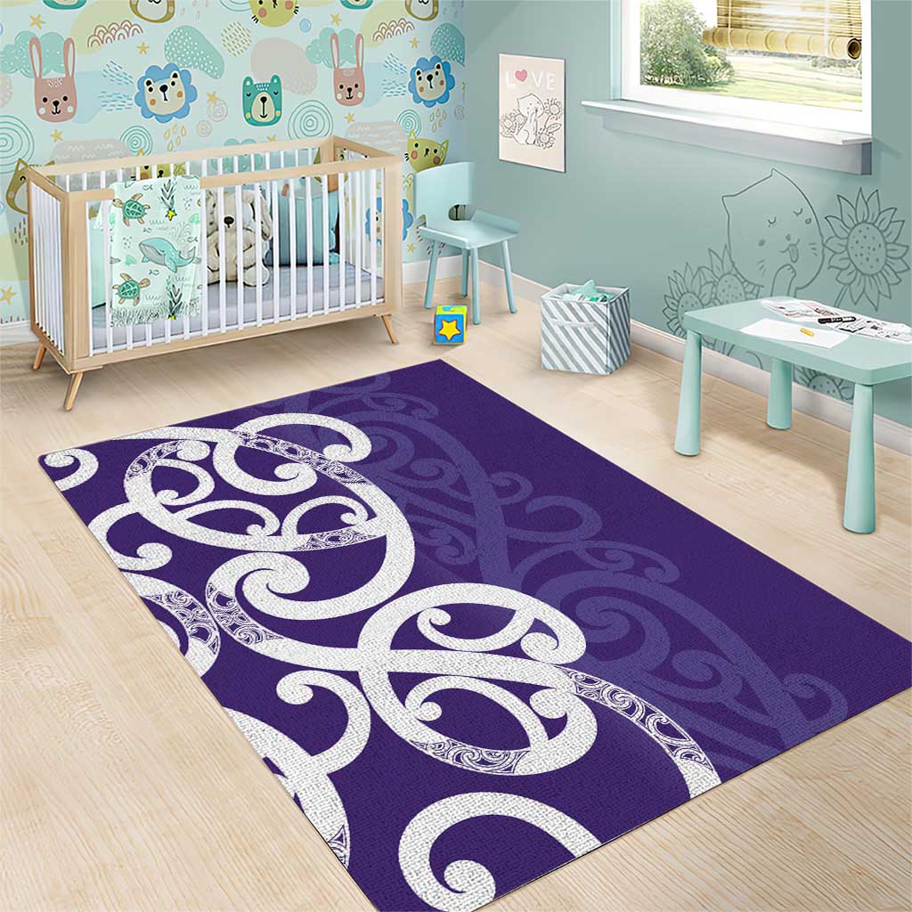 Violet Green Maori Area Rug Koru Kowhaiwhai - Polynesian Pride