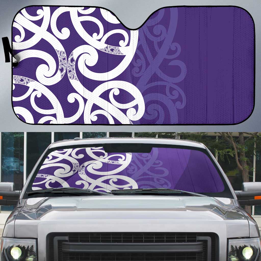 Violet Green Maori Auto Sun Shade Koru Kowhaiwhai LT7 Violet - Polynesian Pride