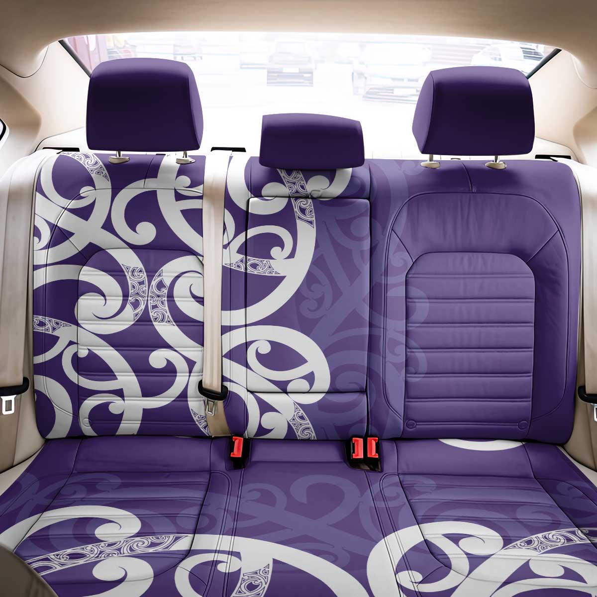 Violet Green Maori Back Car Seat Cover Koru Kowhaiwhai LT7 - Polynesian Pride