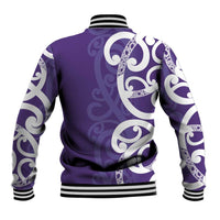 Violet Green Maori Baseball Jacket Koru Kowhaiwhai LT7 - Polynesian Pride