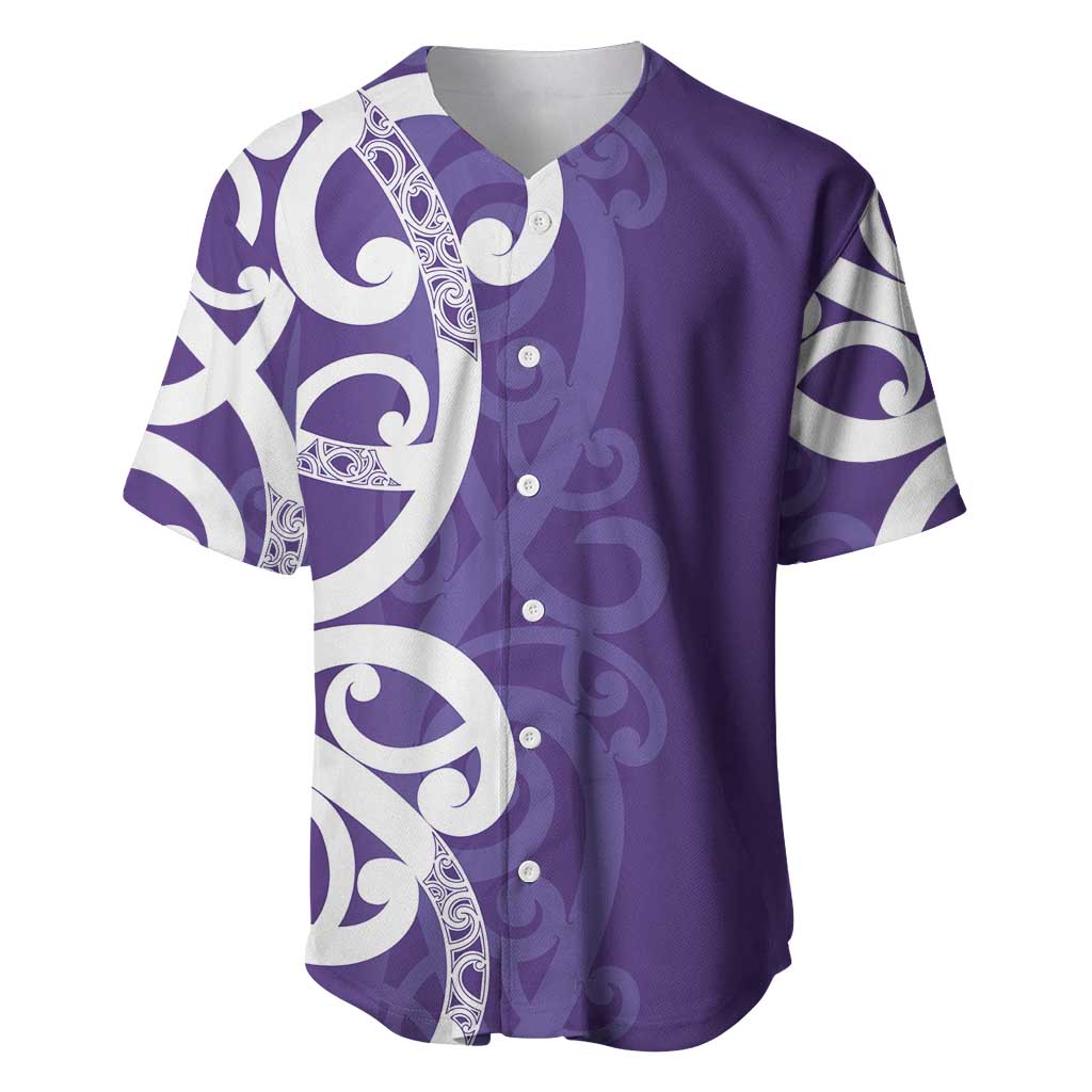 Violet Green Maori Baseball Jersey Koru Kowhaiwhai LT7 Violet - Polynesian Pride