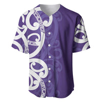 Violet Green Maori Baseball Jersey Koru Kowhaiwhai LT7 Violet - Polynesian Pride
