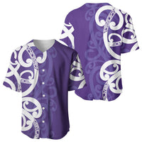 Violet Green Maori Baseball Jersey Koru Kowhaiwhai LT7 - Polynesian Pride