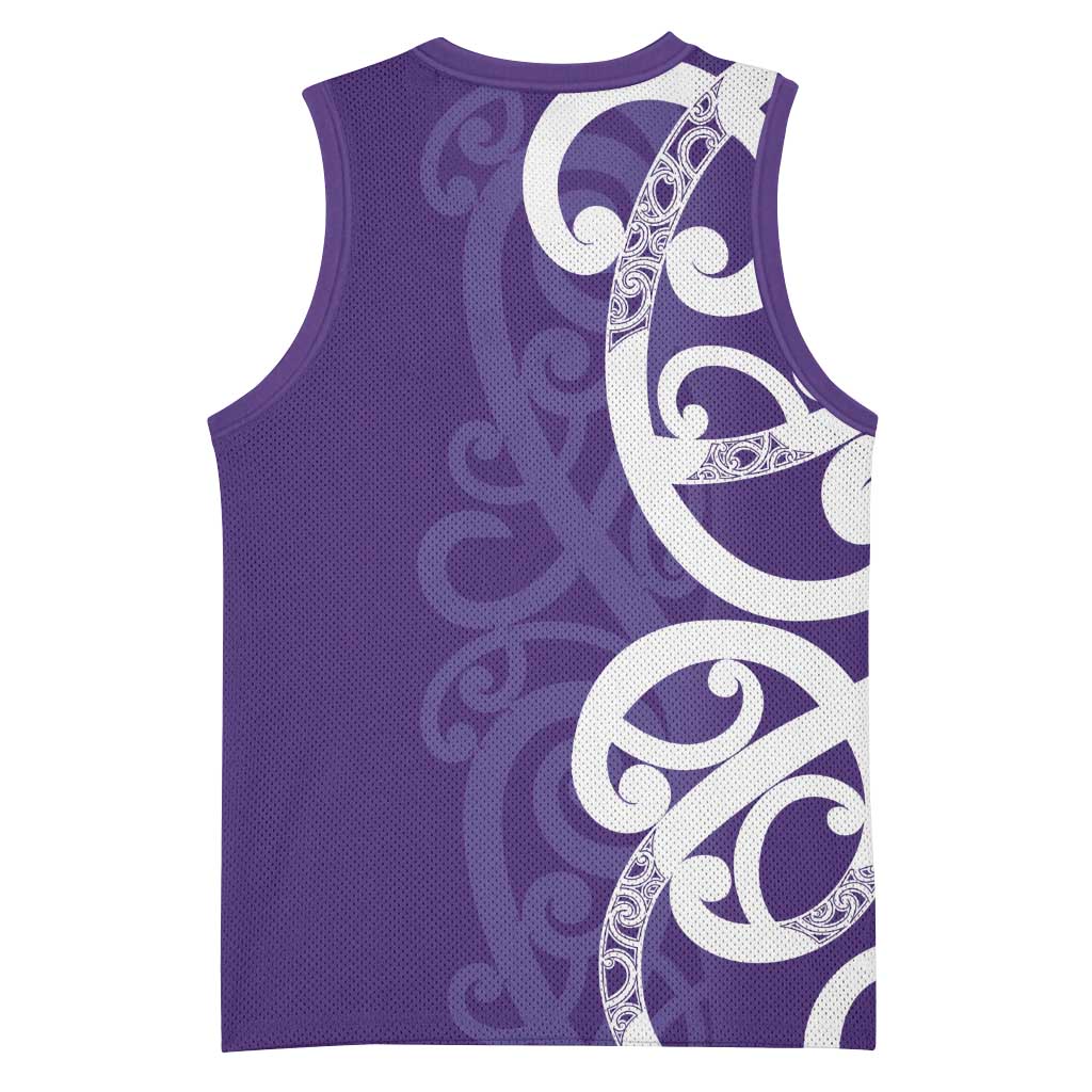 Violet Green Maori Basketball Jersey Koru Kowhaiwhai LT7 - Polynesian Pride