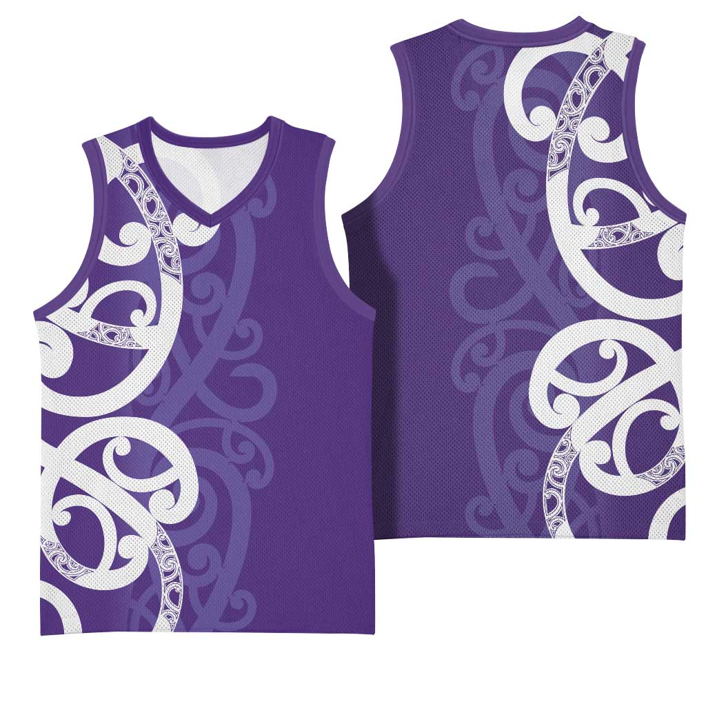 Violet Green Maori Basketball Jersey Koru Kowhaiwhai LT7 - Polynesian Pride