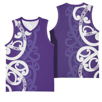 Violet Green Maori Basketball Jersey Koru Kowhaiwhai LT7 - Polynesian Pride