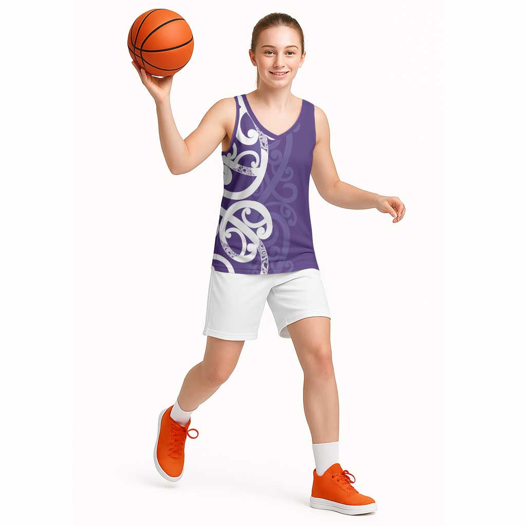Violet Green Maori Basketball Jersey Koru Kowhaiwhai LT7 - Polynesian Pride