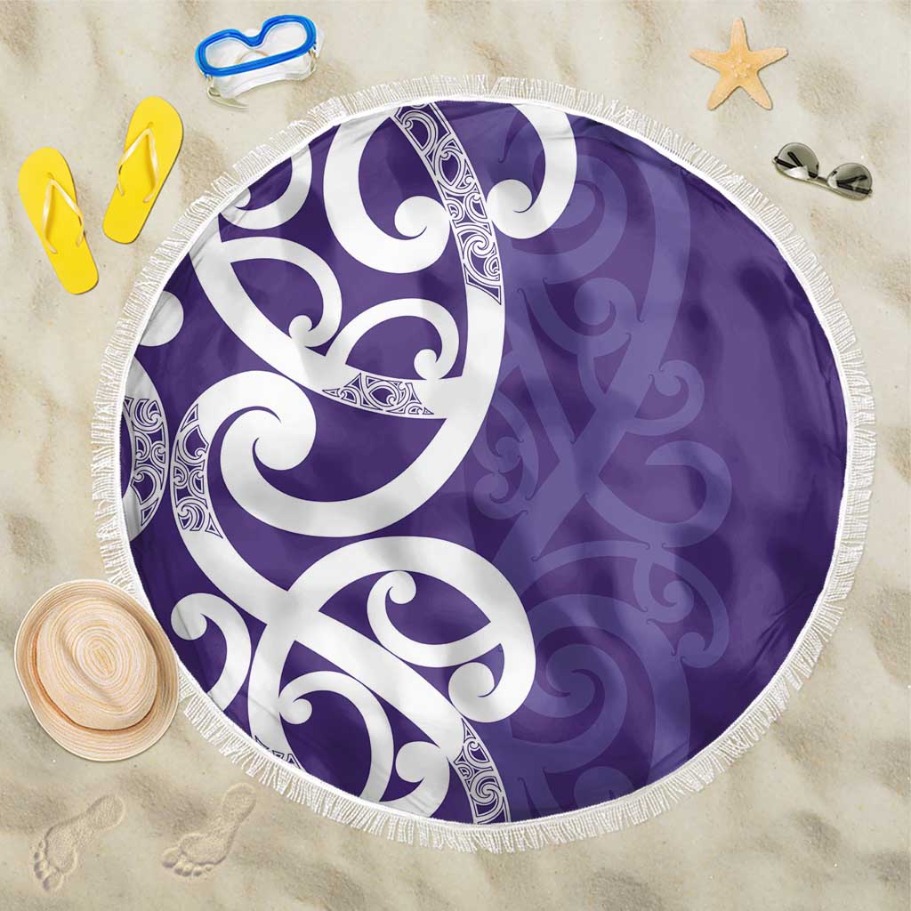 Violet Green Maori Beach Blanket Koru Kowhaiwhai LT7 One Size 150cm Violet - Polynesian Pride