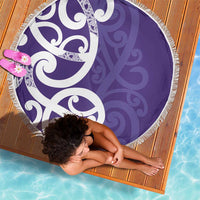Violet Green Maori Beach Blanket Koru Kowhaiwhai LT7 - Polynesian Pride