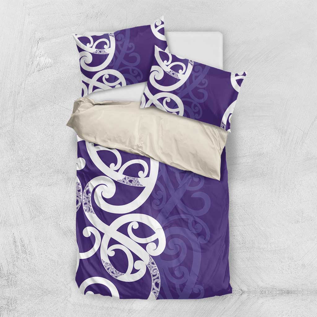 Violet Green Maori Bedding Set Koru Kowhaiwhai LT7 US Twin 172cm x 218cm Violet - Polynesian Pride