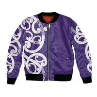 Violet Green Maori Bomber Jacket Koru Kowhaiwhai LT7 Unisex Violet - Polynesian Pride