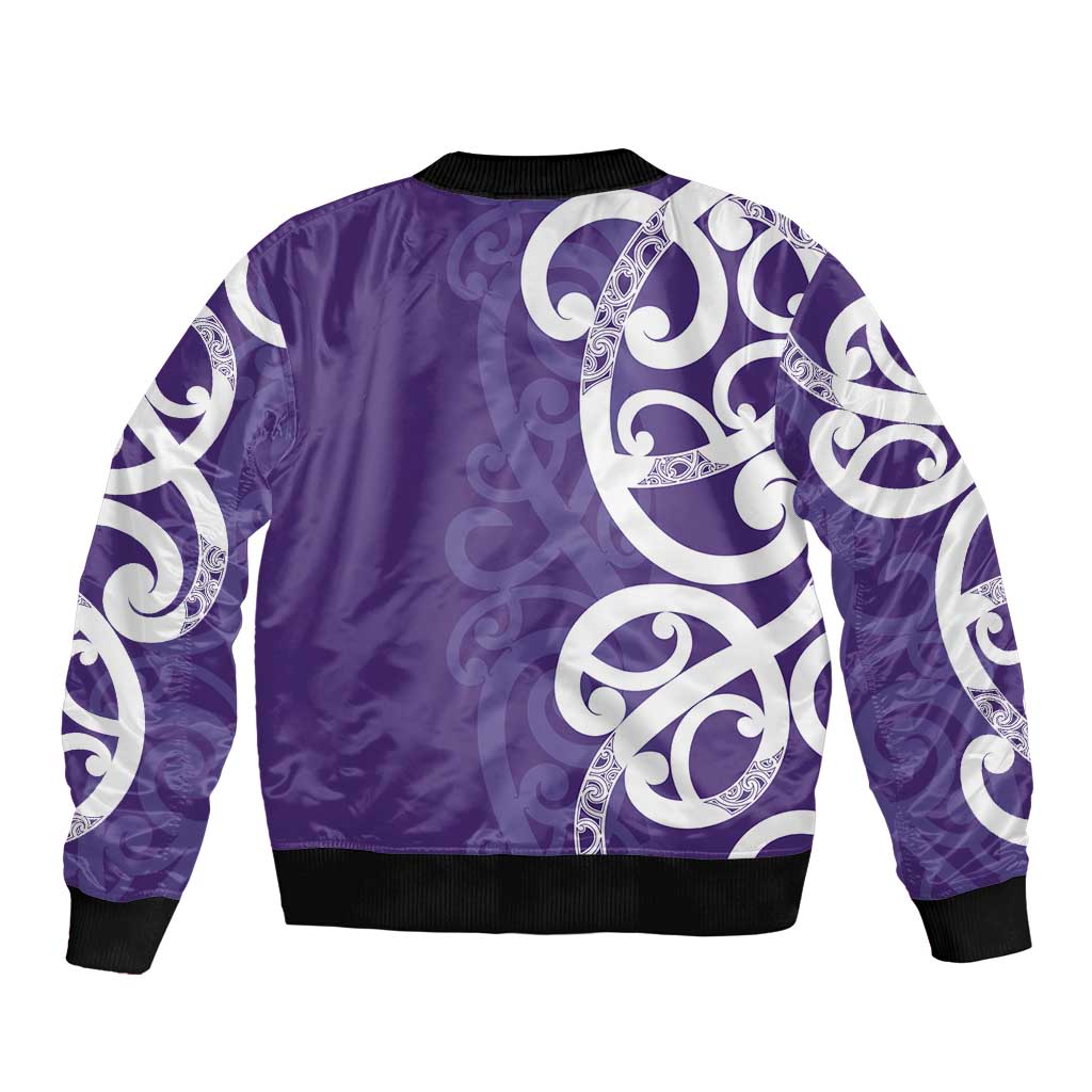 Violet Green Maori Bomber Jacket Koru Kowhaiwhai LT7 - Polynesian Pride