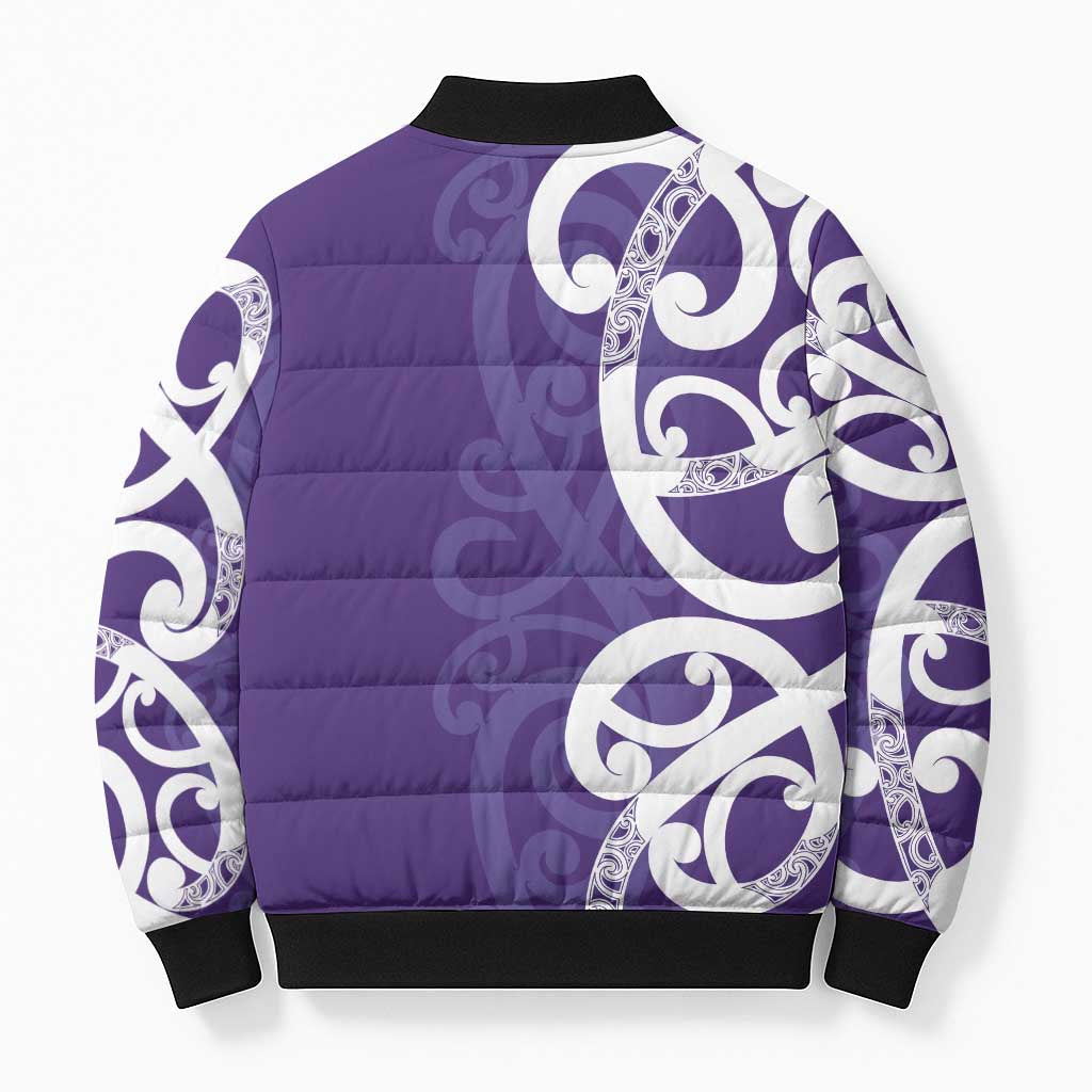Violet Green Maori Bomber Puffer Jacket Koru Kowhaiwhai LT7 - Polynesian Pride