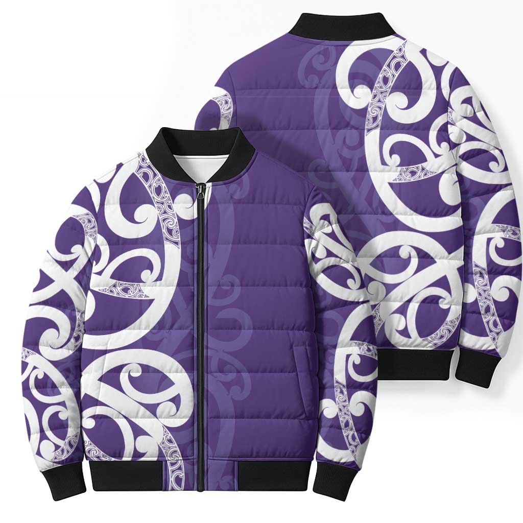 Violet Green Maori Bomber Puffer Jacket Koru Kowhaiwhai LT7 - Polynesian Pride