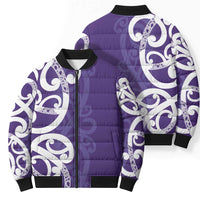 Violet Green Maori Bomber Puffer Jacket Koru Kowhaiwhai LT7 - Polynesian Pride