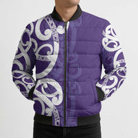 Violet Green Maori Bomber Puffer Jacket Koru Kowhaiwhai LT7 - Polynesian Pride