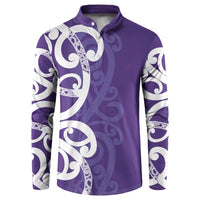 Violet Green Maori Button Sweatshirt Koru Kowhaiwhai LT7 Violet - Polynesian Pride