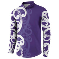 Violet Green Maori Button Sweatshirt Koru Kowhaiwhai LT7 - Polynesian Pride