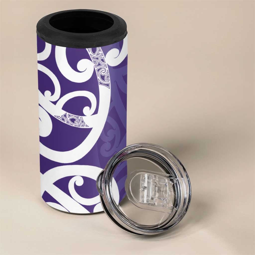 Violet Green Maori 4 in 1 Can Cooler Tumbler Koru Kowhaiwhai LT7 - Polynesian Pride