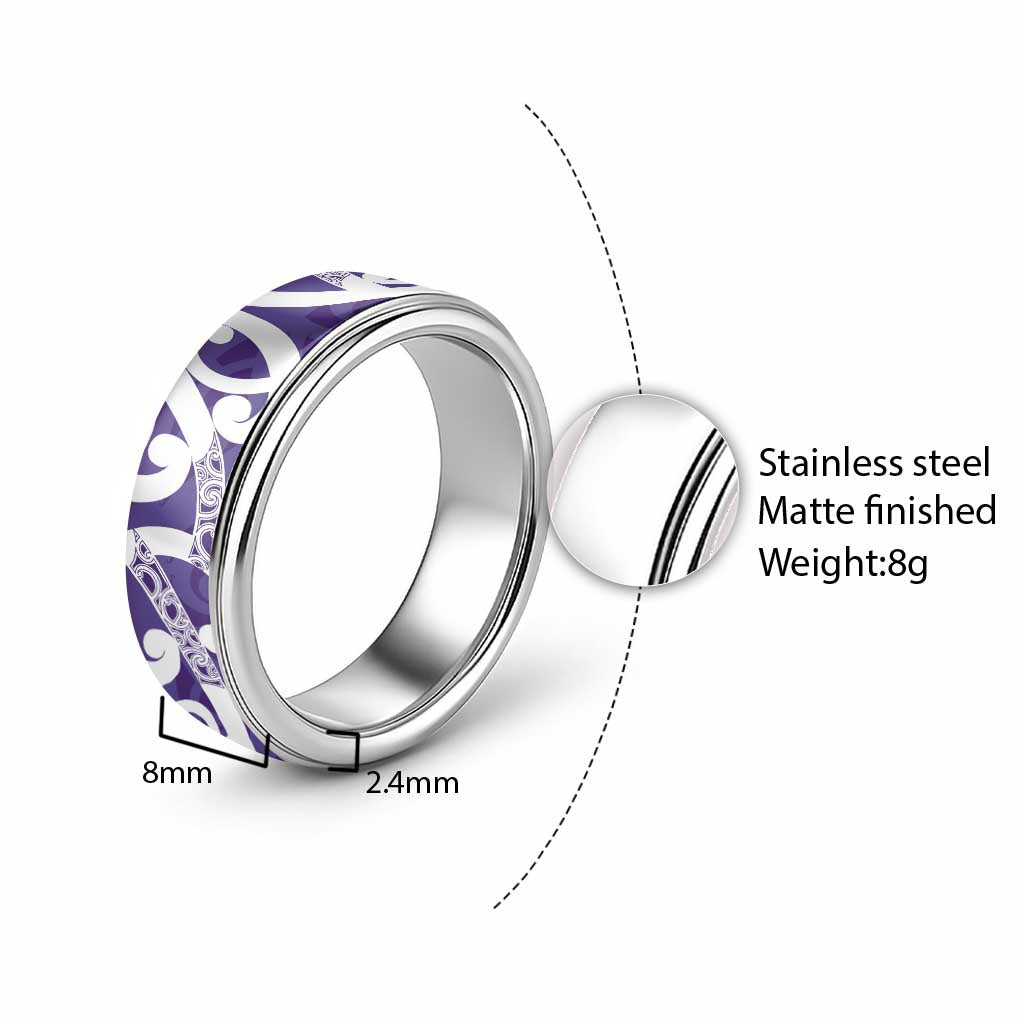 Violet Green Maori Classic Ring Koru Kowhaiwhai LT7 - Polynesian Pride