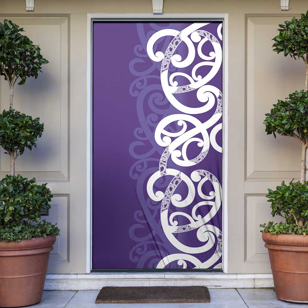 Violet Green Maori Door Cover Koru Kowhaiwhai LT7 Violet - Polynesian Pride