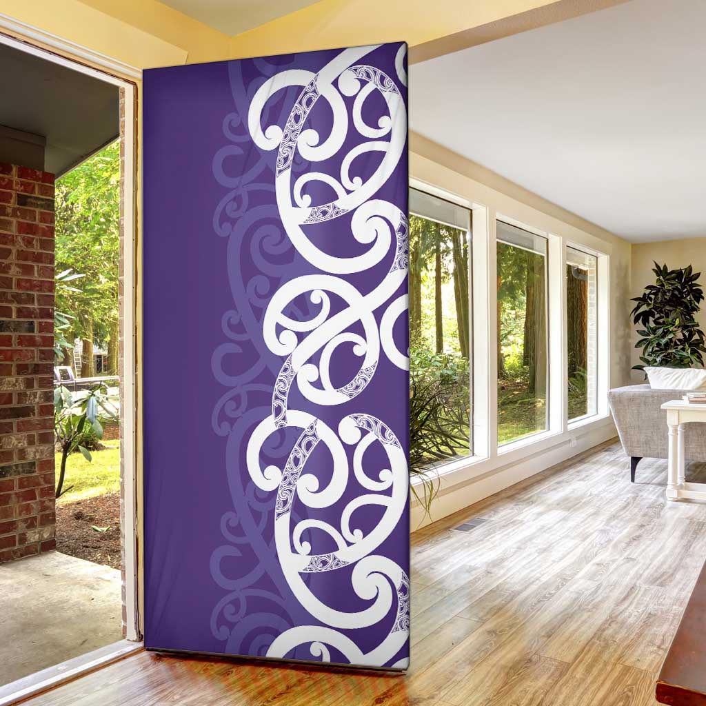 Violet Green Maori Door Cover Koru Kowhaiwhai LT7 - Polynesian Pride