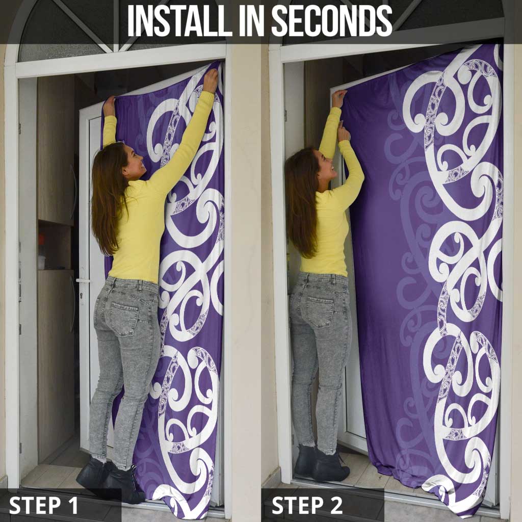 Violet Green Maori Door Cover Koru Kowhaiwhai LT7 - Polynesian Pride