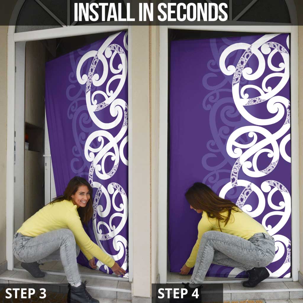 Violet Green Maori Door Cover Koru Kowhaiwhai LT7 - Polynesian Pride