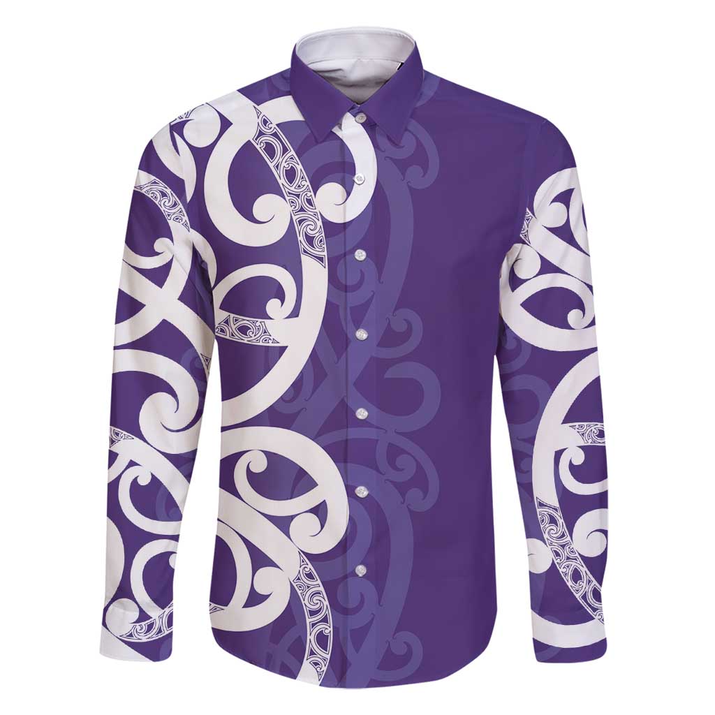 Violet Green Maori Family Matching Mermaid Dress and Hawaiian Shirt Koru Kowhaiwhai - Polynesian Pride