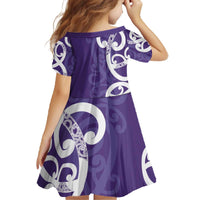 Violet Green Maori Family Matching Off The Shoulder Long Sleeve Dress and Hawaiian Shirt Koru Kowhaiwhai - Polynesian Pride