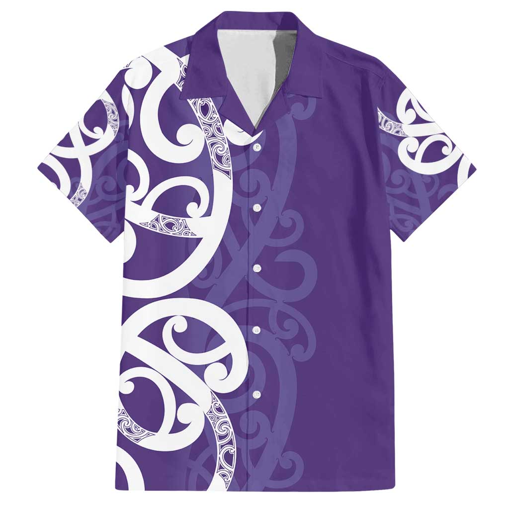 Violet Green Maori Family Matching Off Shoulder Maxi Dress and Hawaiian Shirt Koru Kowhaiwhai - Polynesian Pride