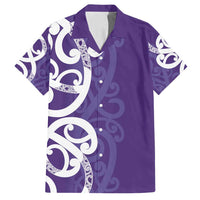 Violet Green Maori Family Matching Off Shoulder Maxi Dress and Hawaiian Shirt Koru Kowhaiwhai - Polynesian Pride