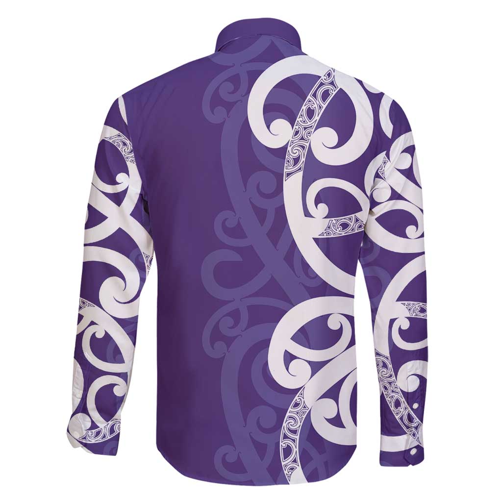 Violet Green Maori Family Matching Off Shoulder Short Dress and Hawaiian Shirt Koru Kowhaiwhai - Polynesian Pride