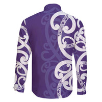 Violet Green Maori Family Matching Off Shoulder Short Dress and Hawaiian Shirt Koru Kowhaiwhai - Polynesian Pride