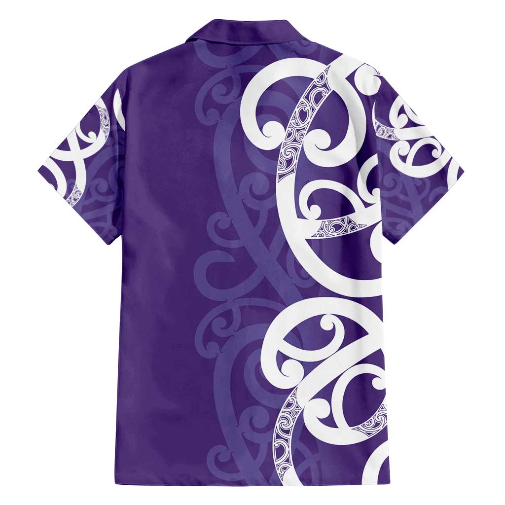 Violet Green Maori Family Matching Puletasi and Hawaiian Shirt Koru Kowhaiwhai - Polynesian Pride