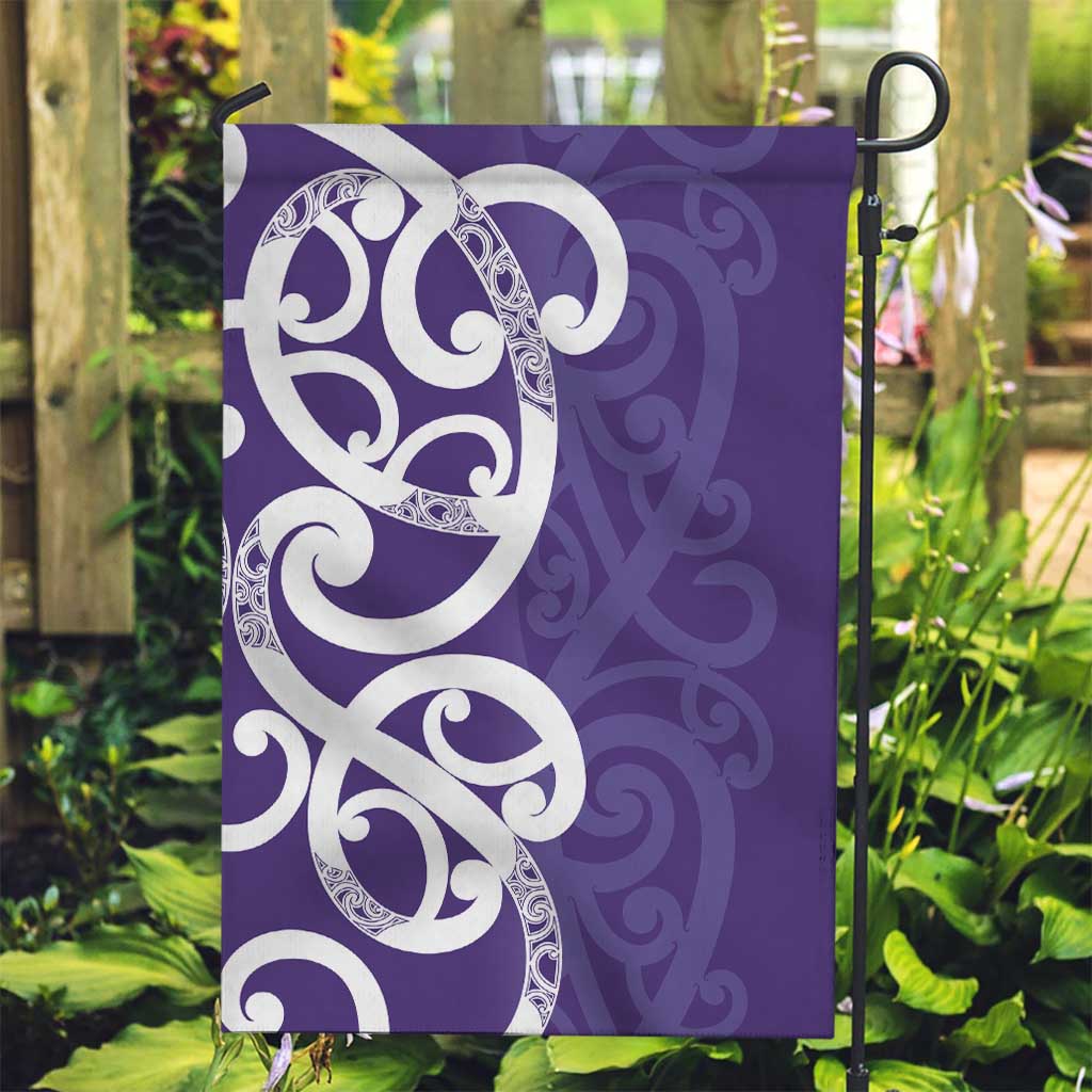 Violet Green Maori Garden Flag Koru Kowhaiwhai LT7 Garden Flag Violet - Polynesian Pride