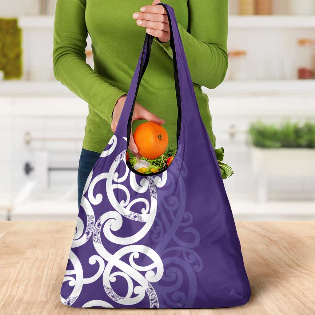 Violet Green Maori Grocery Bag Koru Kowhaiwhai - Polynesian Pride