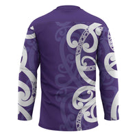 Violet Green Maori Hockey Jersey Koru Kowhaiwhai - Polynesian Pride