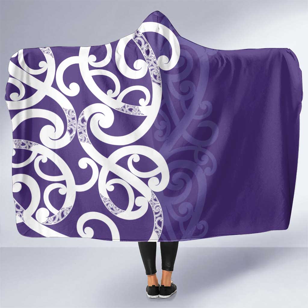 Violet Green Maori Hooded Blanket Koru Kowhaiwhai LT7 One Size Violet - Polynesian Pride