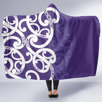 Violet Green Maori Hooded Blanket Koru Kowhaiwhai LT7 One Size Violet - Polynesian Pride