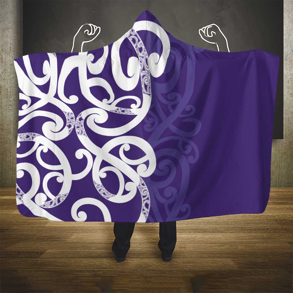 Violet Green Maori Hooded Blanket Koru Kowhaiwhai LT7 - Polynesian Pride