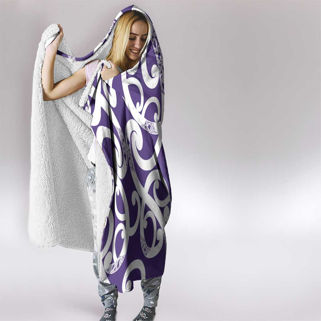 Violet Green Maori Hooded Blanket Koru Kowhaiwhai LT7 - Polynesian Pride