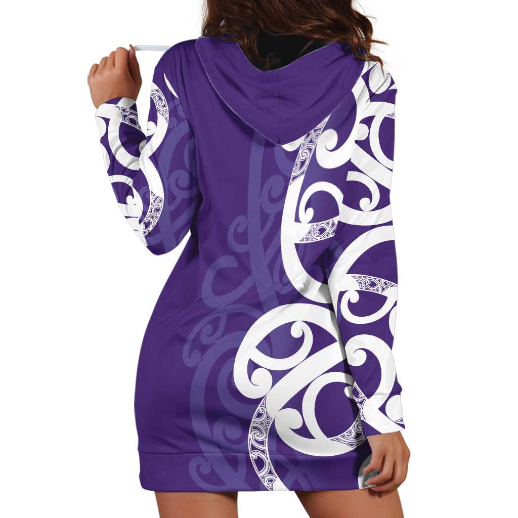 Violet Green Maori Hoodie Dress Koru Kowhaiwhai LT7 - Polynesian Pride