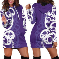 Violet Green Maori Hoodie Dress Koru Kowhaiwhai LT7 - Polynesian Pride