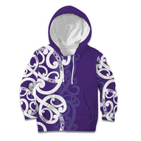 Violet Green Maori Kid Hoodie Koru Kowhaiwhai LT7 Hoodie Violet - Polynesian Pride